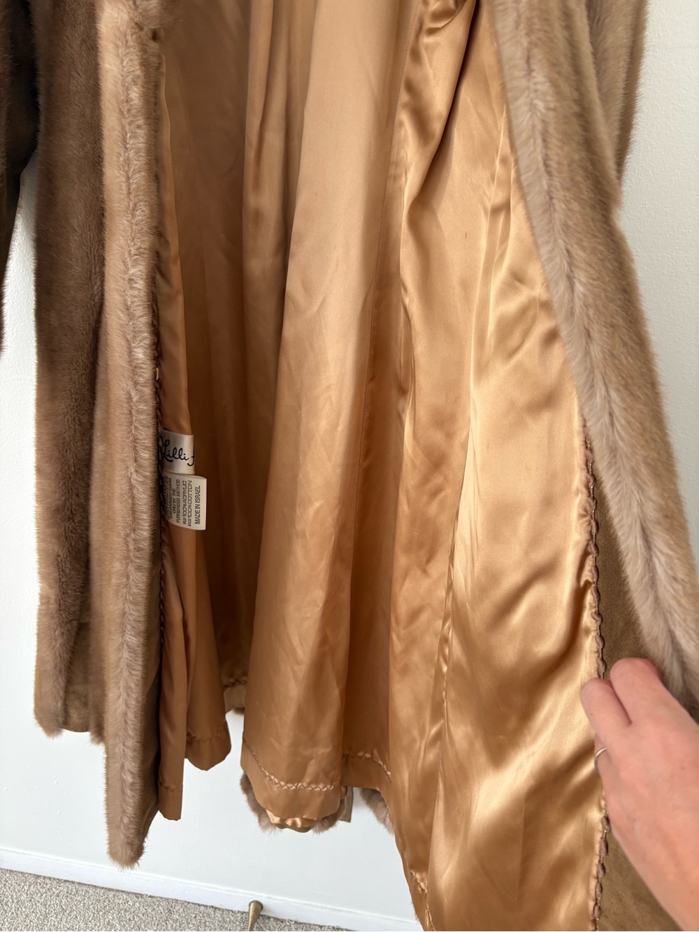 Lilli Ann San Fransisco Neutral Brown Faux Fur Longline Overcoat Size 6 - Picture 7 of 15